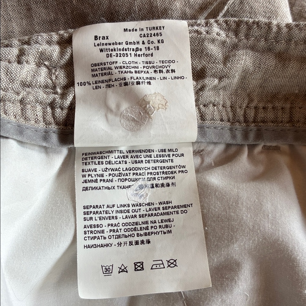 Brax Linen Khaki Drawstring Shorts Size 29 - Picture 7 of 10